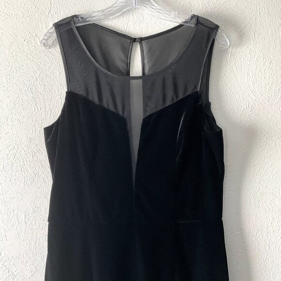 Frederick's of Hollywood Dress Women XL Black Velvet Sheer Mesh Deep V-Neck Zip - Picture 2 of 13